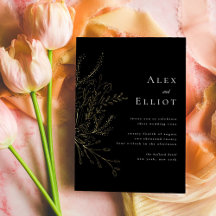 Zwarte Elegante Bloemboeket Bruiloft Goud
