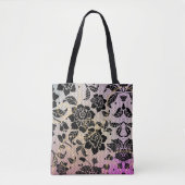 zwarte elegante bloemen tote bag (Voorkant)