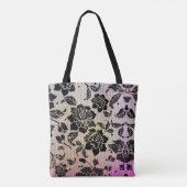 zwarte elegante bloemen tote bag (Achterkant)