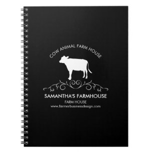 Zwarte Elegante Boerderij Koe Silhouet Notitieboek