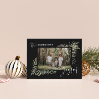 Zwarte elegante botanische foto eenvoudige Kerstmi