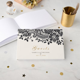 Zwarte elegante bruidstedenportefeuille gastenboek