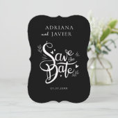 Zwarte elegante bruiloft uitnodigen minimalist feestdagenkaart (Staand voorkant)