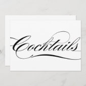 Zwarte Elegante Calligraphy Cocktails Trouwkaart Kaart (Voorkant / Achterkant)