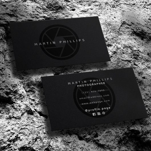 Zwarte elegante camera lens foto en video visitekaartje