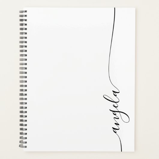 Zwarte Elegante Delicate Signature Schrift Planner (Voorkant)