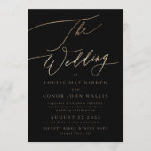 Zwarte Elegante Eenvoudige Goud | Rsvp op achterka Kaart (Voorkant)