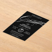 Zwarte Elegante en Formele Script Afstuderen Acryl Uitnodigingen (Laagn)