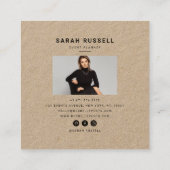 Zwarte elegante floral lijst kraft event planner vierkante visitekaartje (Achterkant)