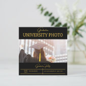 Zwarte Elegante Folie Rand Universiteit Afstudeerd Kaart (Staand voorkant)