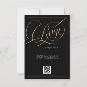 Zwarte Elegante Formele Trouwdag RSVP Kaartje
