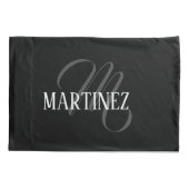 Zwarte Elegante Gepersonaliseerde Achternaam | Naa Kussensloop (Achterkant)