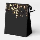 Zwarte elegante & gouden sterren dubbele gezamenli bedankdoosjes (Achterkant)