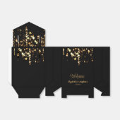 Zwarte elegante & gouden sterren dubbele gezamenli bedankdoosjes (Uitgevouwen)