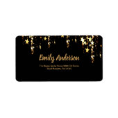 Zwarte elegante & gouden sterren dubbele gezamenli etiket (Voorkant)
