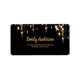 Zwarte elegante & gouden sterren dubbele gezamenli etiket