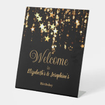 Zwarte elegante & gouden sterren dubbele gezamenli