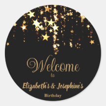 Zwarte elegante & gouden sterren dubbele gezamenli