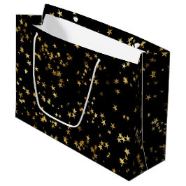 Zwarte Elegante Hemelse Sterren Gouden Sterren Ont Groot Cadeauzakje