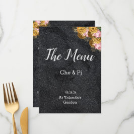 Zwarte Elegante Huwelijk Tafel Menukaart