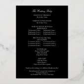 Zwarte Elegante Huwelijksceremonie Programma (Achterkant)