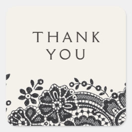 Zwarte elegante huwelijksgunst vierkante sticker