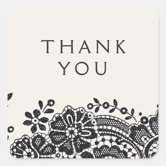 Zwarte elegante  huwelijksgunst vierkante sticker (Voorkant)