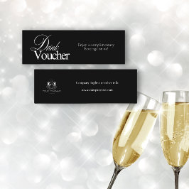 Zwarte Elegante Kalligrafie Zakelijke Logo Voucher Mini Visitekaartje