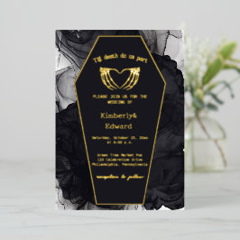 Zwarte Elegante Kist Gotische Halloween Huwelijk Folie Uitnodiging