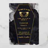 Zwarte Elegante Kist Gotische Halloween Huwelijk Folie Uitnodiging (Voorkant)