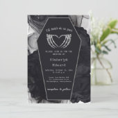 Zwarte Elegante Kist Gotische Halloween Huwelijk Kaart (Staand voorkant)