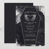 Zwarte Elegante Kist Gotische Halloween Huwelijk Kaart (Voorkant / Achterkant)