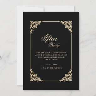 Zwarte Elegante Klassieke Frame Script Iftar-feest Kaart