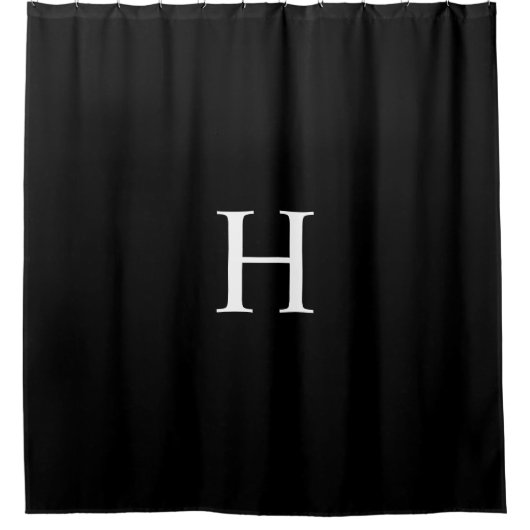 Zwarte Elegante Klassieke Monogram Douchegordijn (Voorkant)