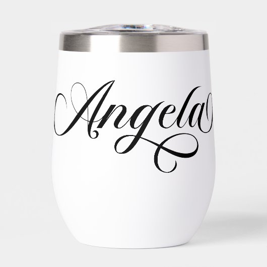Zwarte Elegante Lettering Angela (Voorkant)