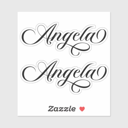 Zwarte Elegante Lettering Angela Sticker (Vel)