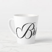 Zwarte Elegante Lettering Bruid Latte Mok (Linkerhoek)