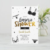 Zwarte elegante lingerie douchekaart kaart (Staand voorkant)
