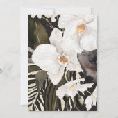 Zwarte Elegante Luxe Bloem Orchidee Huwelijk Kaart (Achterkant)