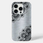 Zwarte elegante mandala met zilveren metallic acht Case-Mate iPhone case (Achterkant)