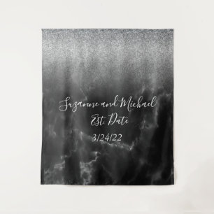 Zwarte Elegante Marmeren Tapijt Wandkleed