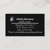 Zwarte elegante minimalistische apotheek visitekaartje (Achterkant)