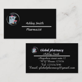 Zwarte elegante minimalistische apotheek visitekaartje