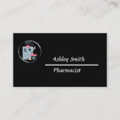 Zwarte elegante minimalistische apotheek visitekaartje (Voorkant)