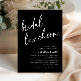 Zwarte Elegante Minimalistische Bruidslunch Kaart