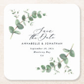 Zwarte elegante moderne eucalyptus bespaart de dat kartonnen onderzetters (Voorkant)