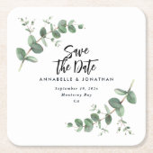 Zwarte elegante moderne eucalyptus bespaart de dat kartonnen onderzetters (Voorkant)