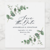 Zwarte elegante moderne eucalyptus bespaart de dat wijn etiket (Enkel label)