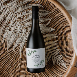 Zwarte elegante moderne eucalyptus bespaart de dat wijn etiket