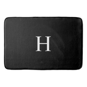 Zwarte Elegante Moderne Monogram Badmat